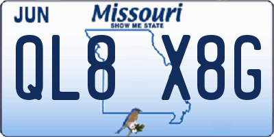 MO license plate QL8X8G