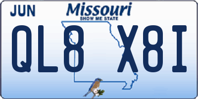 MO license plate QL8X8I