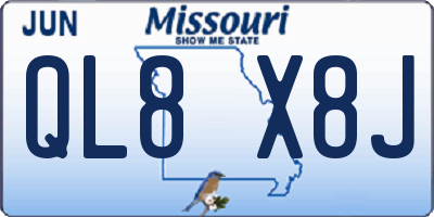 MO license plate QL8X8J