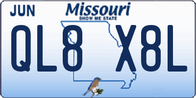 MO license plate QL8X8L