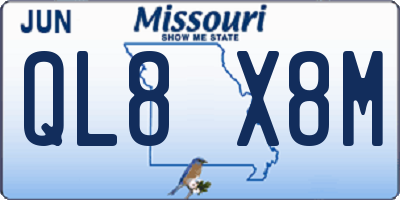MO license plate QL8X8M