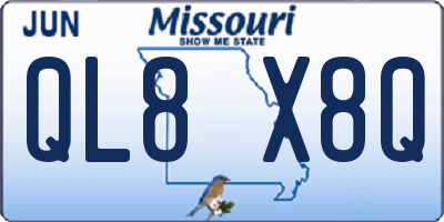 MO license plate QL8X8Q