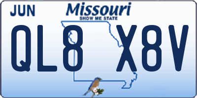 MO license plate QL8X8V
