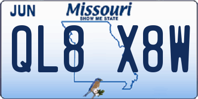 MO license plate QL8X8W
