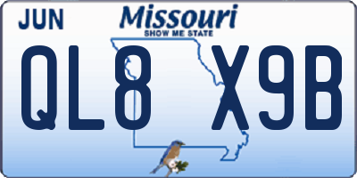 MO license plate QL8X9B