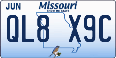 MO license plate QL8X9C