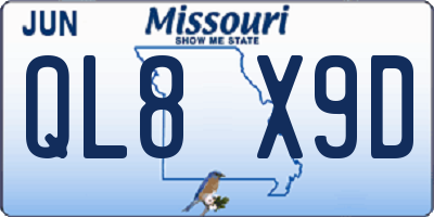 MO license plate QL8X9D