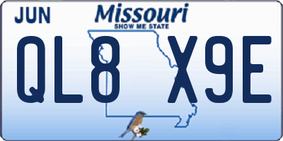 MO license plate QL8X9E