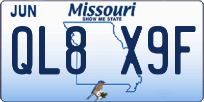 MO license plate QL8X9F