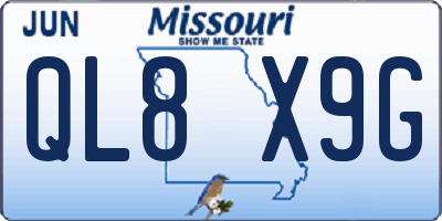MO license plate QL8X9G