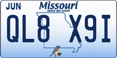 MO license plate QL8X9I