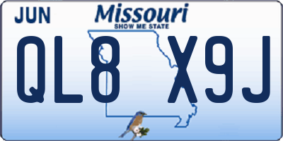 MO license plate QL8X9J