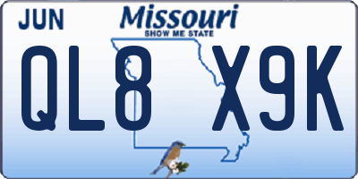 MO license plate QL8X9K