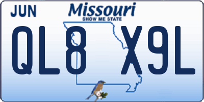 MO license plate QL8X9L