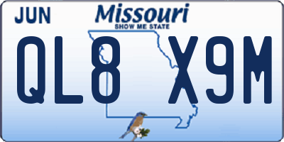 MO license plate QL8X9M