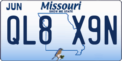 MO license plate QL8X9N