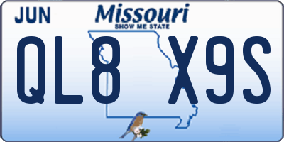 MO license plate QL8X9S