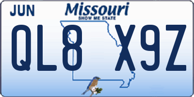 MO license plate QL8X9Z