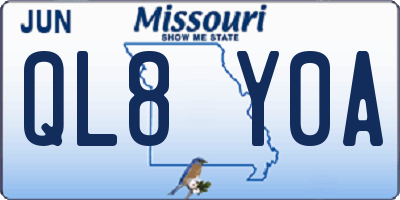 MO license plate QL8Y0A