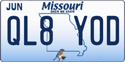 MO license plate QL8Y0D