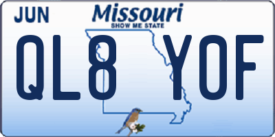 MO license plate QL8Y0F