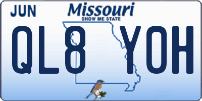 MO license plate QL8Y0H