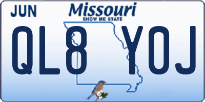 MO license plate QL8Y0J