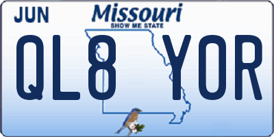 MO license plate QL8Y0R