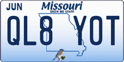 MO license plate QL8Y0T
