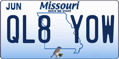 MO license plate QL8Y0W
