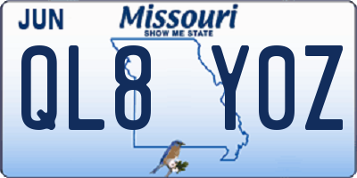 MO license plate QL8Y0Z