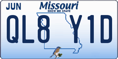 MO license plate QL8Y1D