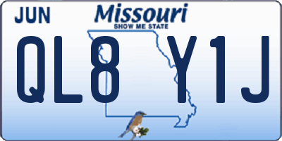 MO license plate QL8Y1J