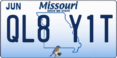 MO license plate QL8Y1T
