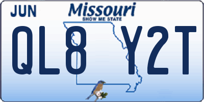 MO license plate QL8Y2T