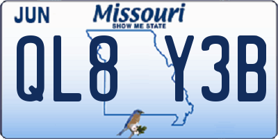 MO license plate QL8Y3B
