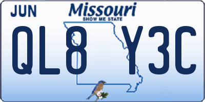 MO license plate QL8Y3C