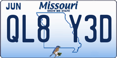 MO license plate QL8Y3D