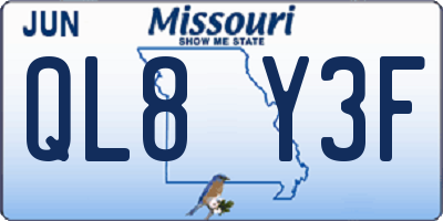 MO license plate QL8Y3F