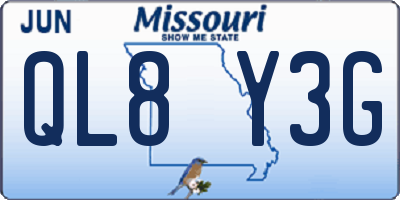 MO license plate QL8Y3G