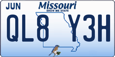 MO license plate QL8Y3H
