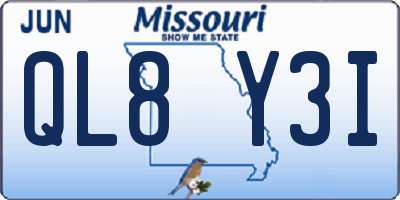 MO license plate QL8Y3I