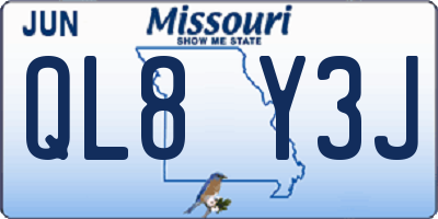 MO license plate QL8Y3J