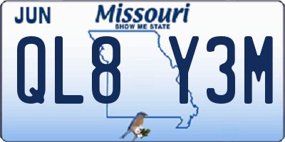 MO license plate QL8Y3M
