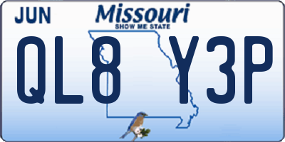 MO license plate QL8Y3P