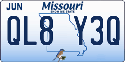MO license plate QL8Y3Q