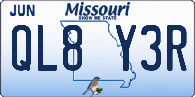 MO license plate QL8Y3R