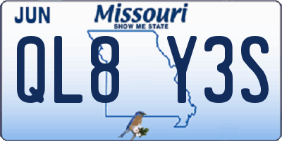 MO license plate QL8Y3S
