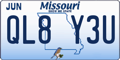 MO license plate QL8Y3U