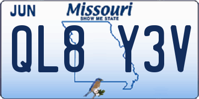 MO license plate QL8Y3V